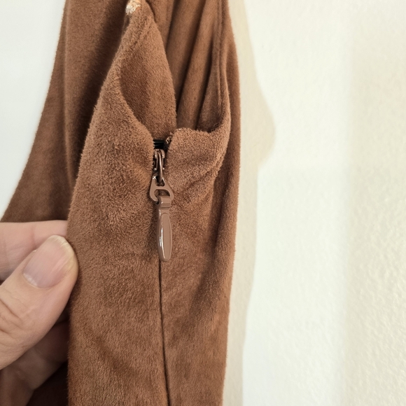 House Of CB Alanis Brown Faux Suede Fitted Midi Dress XS - Picture 6 of 12